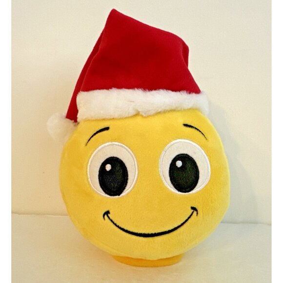 Gemmy Christmas Emoji Plush Dances and Sings Jingle Bells With Santa Hat 7" Rare - Picture 1 of 8